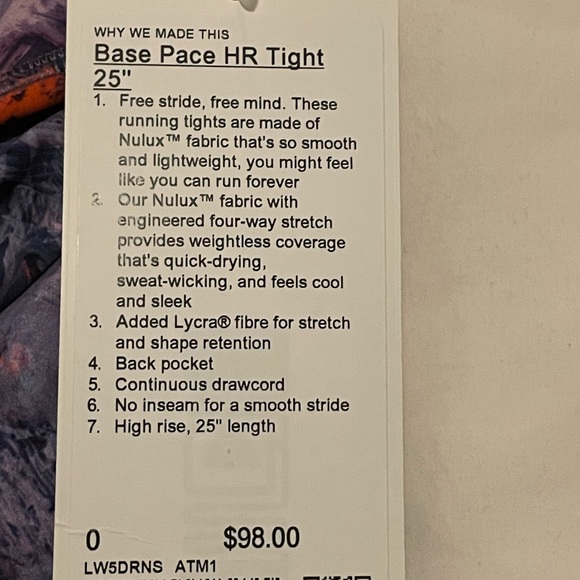 LuluLemon Base Pace 25" High Rise Leggings - Picture 6 of 7